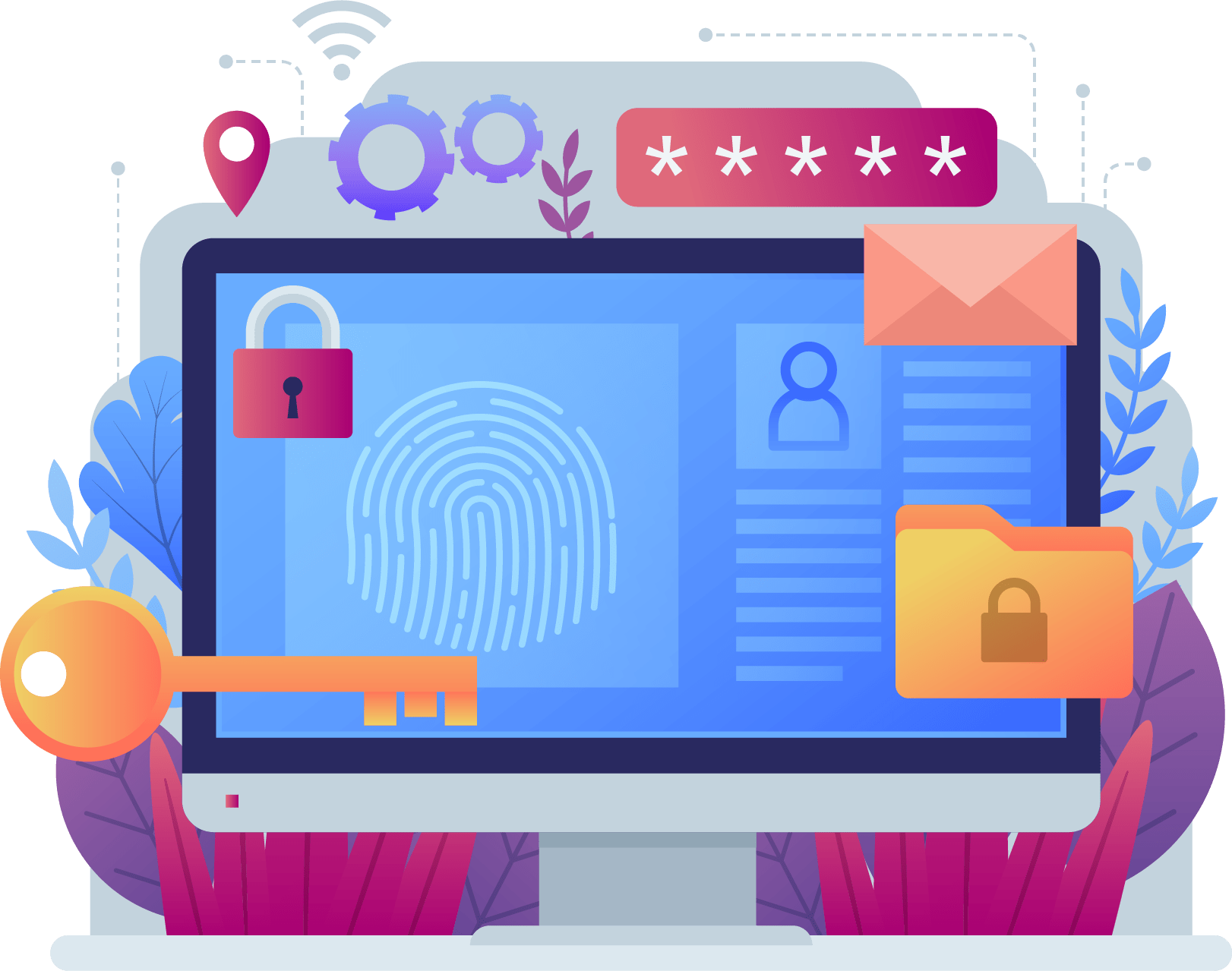 Illustration of cyber security features